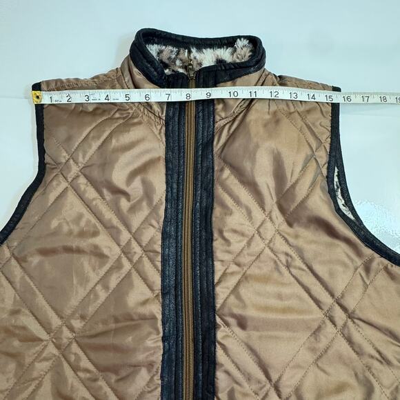 ACTIVOLOGY Reversible Vest Fits L Fur & Leather Trim Boho Luxe Rustic Glam Cozy - Picture 7 of 8